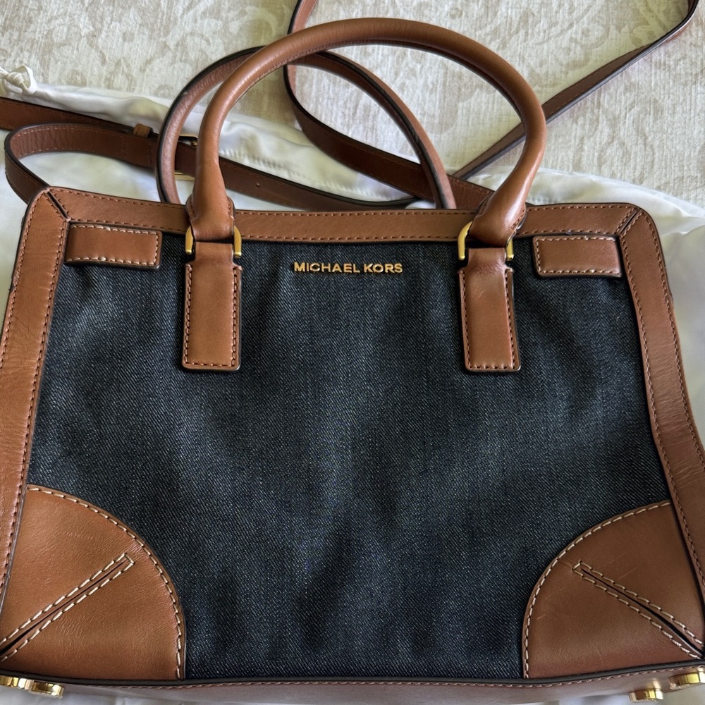 Michael Kors Black and Tan Satchel